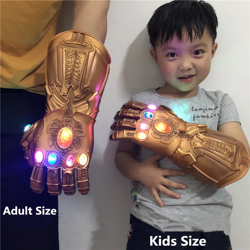 Танос Marvel Infinity Gauntlet супергерой Железный человек перчатки косплей Мстители светодиодный перчатки для детей и взрослых Новинка