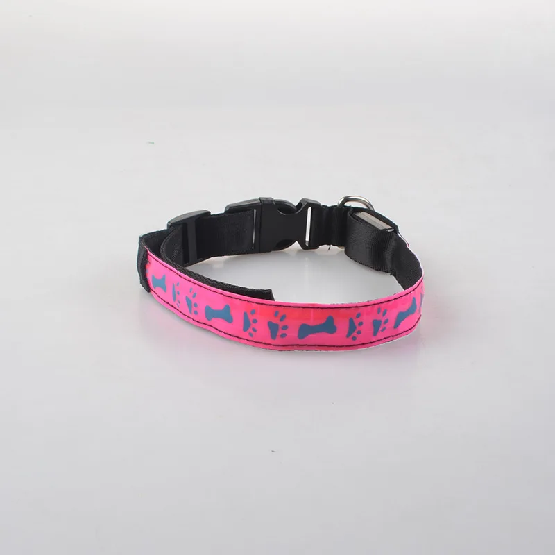 Pink Роскошные элегантные Born Footprint Led люминесцентные товары для домашних животных в горошек ошейник товары - Цвет: Pink