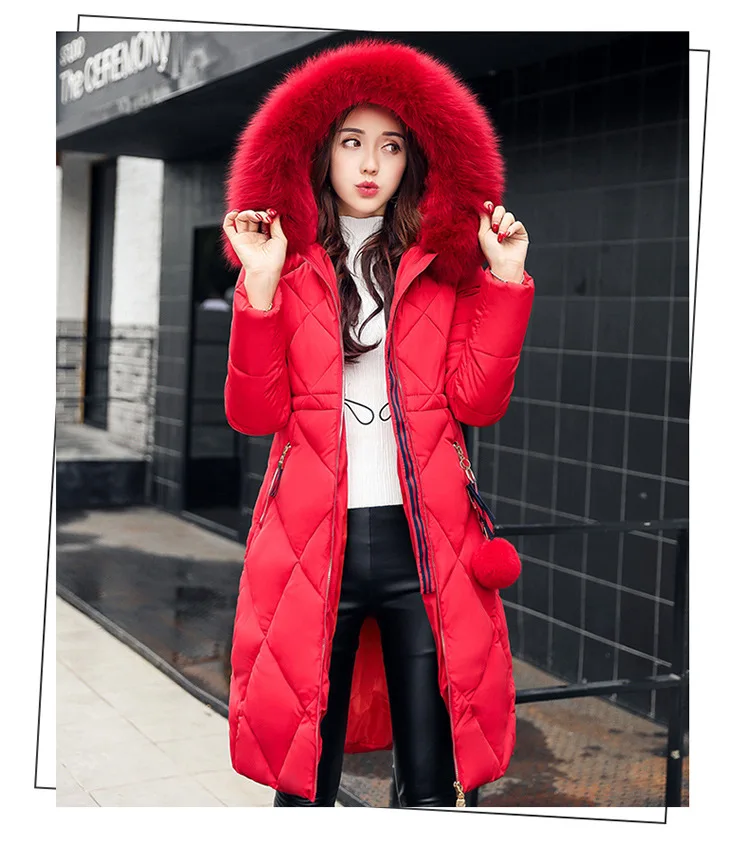 

Mid-length Down Winter Clothes Women With Fur Collar Parka Korean Style Ladies Jackets Cotton-Padded Parkas Mujer 2021 Coat