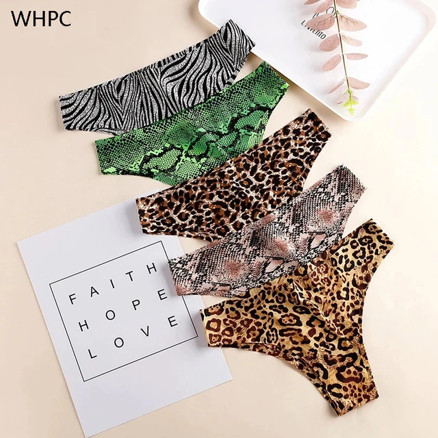 WHPC Sexy Leopard Seamless Panties Women's Wide Crotch Thongs Ladies  Underwear Tanga Lingerie Female Bikini Panties G-string Big - AliExpress