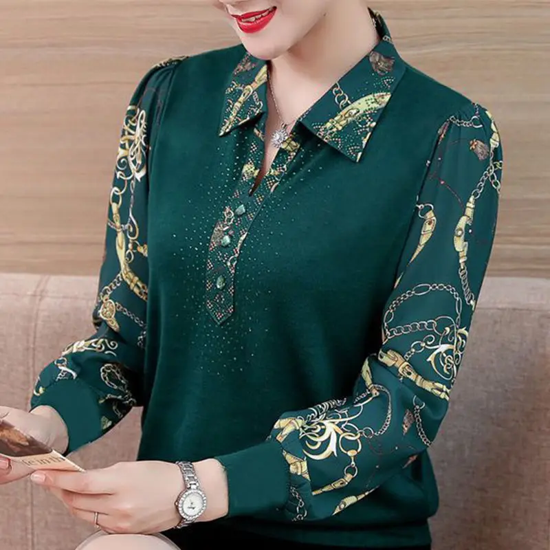 

Women Spring Summer Korean Style Fashion Chiffon Blouses Temperament Long Sleeve Polo-Neck Tops Ladies Casual Blusas MM1114