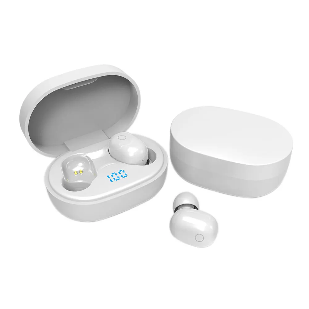 Белый Прослушивание музыки цифровой дисплей беспроводной Bluetooth наушники Голосовое управление в ухо перезаряжаемые спортивные Hands Free шумоподавление - Цвет: Белый