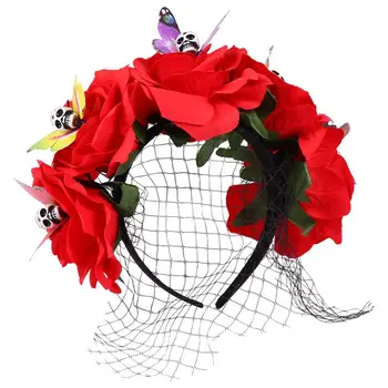 

1Pc Headband Durable Unique Beautiful Veil Headdress Hair Accessory Gauze Headband Rose Hair Band Halloween Hair Hoop for Lady