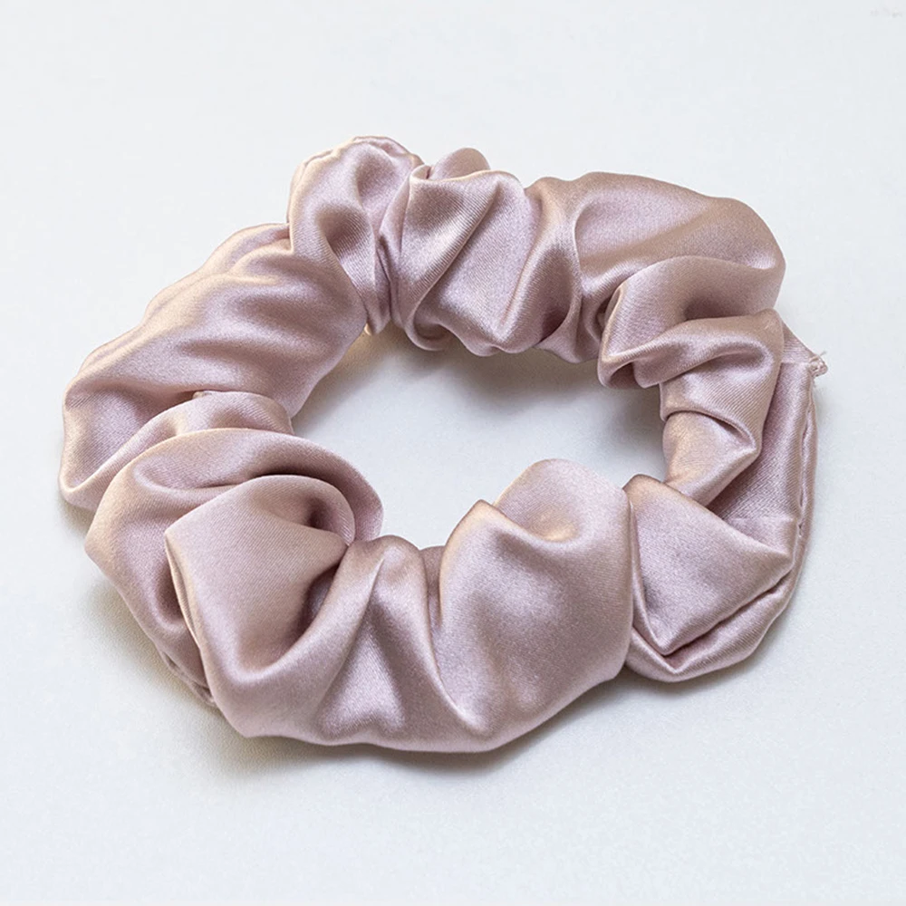 100% Pure Silk Scrunchies Hair Accessories Charmeuse Hair Bands Ties Elastics Ponytail Holders for Women Girls 19 Momme 3.5CM head accessories female Hair Accessories