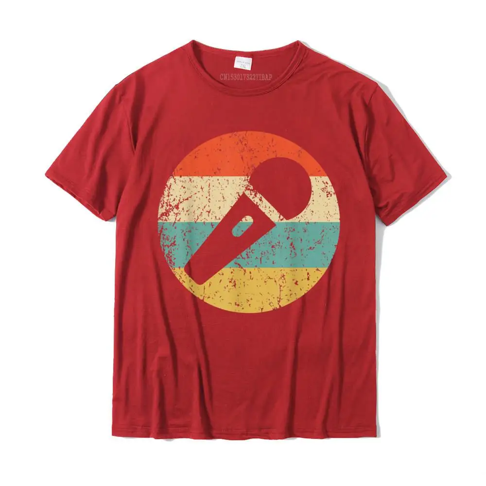 Karaoke Singer Retro Microphone T-Shirt__30600 Tees Discount O-Neck T Shirt Comics Short Sleeve 100% Cotton Mens Tops & Tees Karaoke Singer Retro Microphone T-Shirt__30600 red