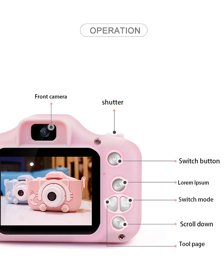 Дети сфотографировать Камера Full HD 2000W Портативный цифрового видео Камера 2 дюймов ЖК-дисплей Экран Дисплей детей для малыша исследование