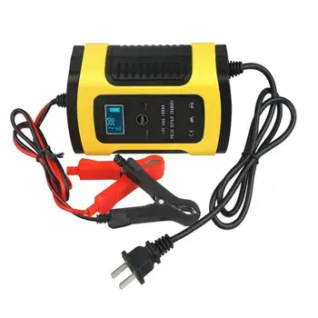 

Motorcycle Car Battery Chargers Yellow 12V 6A Intelligent Automatic LCD Display Pulse Repair International Version