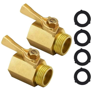 

Heavy Duty Brass Shut Off Valve- 3/4 Inch Solid Garden Hose Shut Off Valve Fit All Garden Hose Connector-Set Of 2&4 Hose