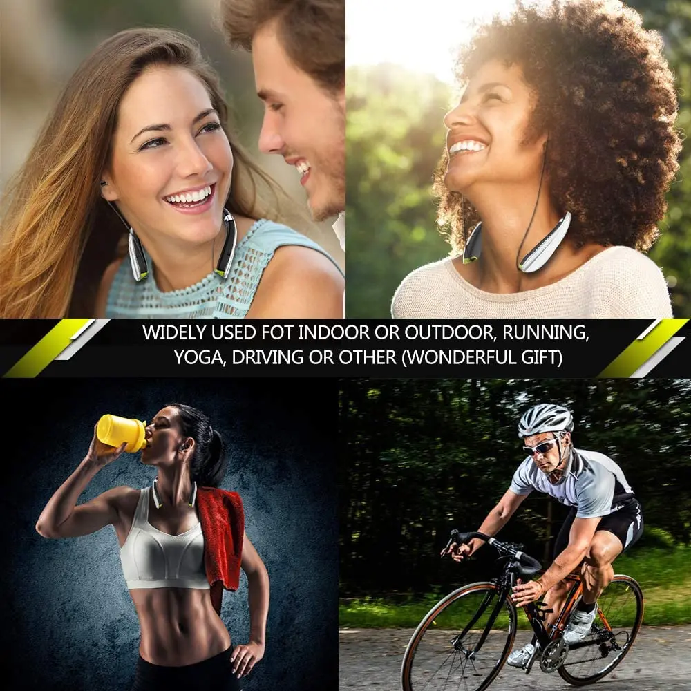 Bluetooth Headphones Wireless Neckband Headset Retractable Earbuds Noise Cancelling Stereo Earphones for Workout Running Driving 5