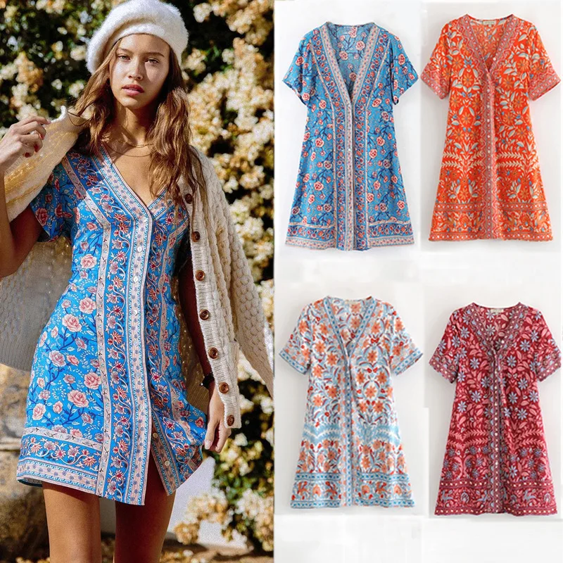 

Swimsuit Cover Swimwear Dress Beachwear 2019 Women Up Summer Print Swimsuits With Skirt Cotton Sierra Surfer Beach For Women's