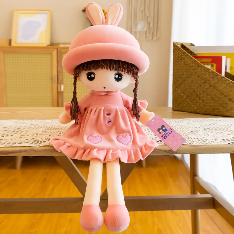 thumbnail image 1 of Muñecas de peluche Kawaii con orejas de conejo para niña, muñecos de trapo suaves con vestido, juguetes de peluche encantadores, regalo de San Valentín para novia, 1 of 5