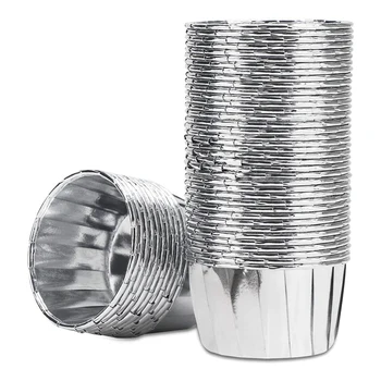 

100Pcs Aluminum Foil Cupcake Cups,Silver Muffin Liners,Baking Cups,Aluminum Cupcake Tip Pan Ramekin Holders,Pudding Cups