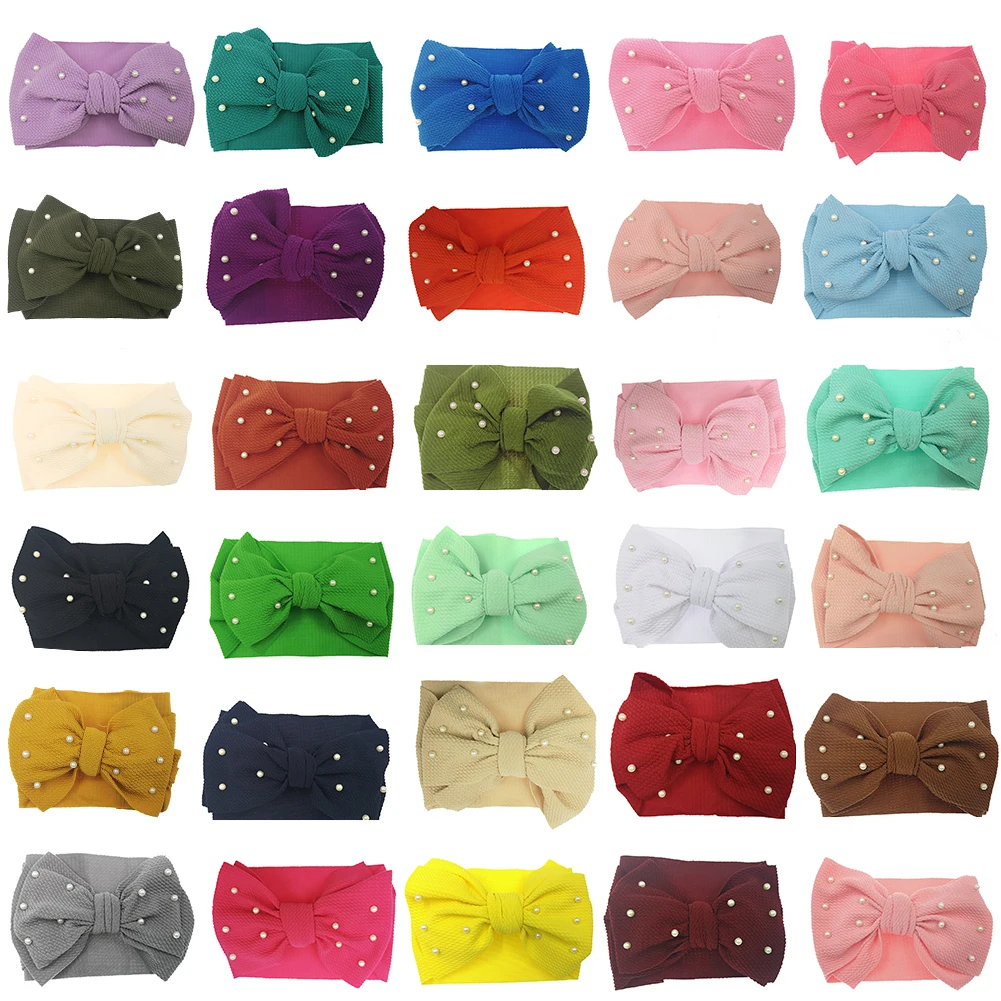 KK75MIX30pcs Нейлоновая повязка на голову с бантом для маленьких девочек тюрбан для младенцев завязанные головные уборы Новорожденные реквизиты для фотографии Haarband Baby kidocheur - Цвет: KK75MIX30pcs