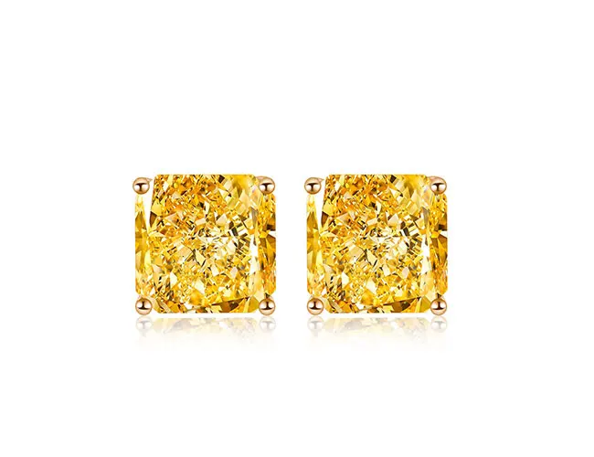 Zhanhao Jewelry 9k Gold Stud 4 Prong Setting Simple Design For Daily Wear Earrings Radiant Shape Factory Direct Sale Price