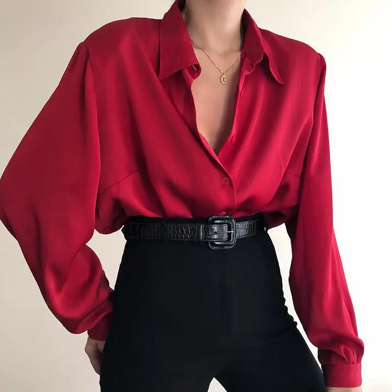 Long Sleeve Casual Solid V-Neck Turn Down Collar Pockets Button Front Shirt Pullovers Tops UOKNICE Womens Blouses 