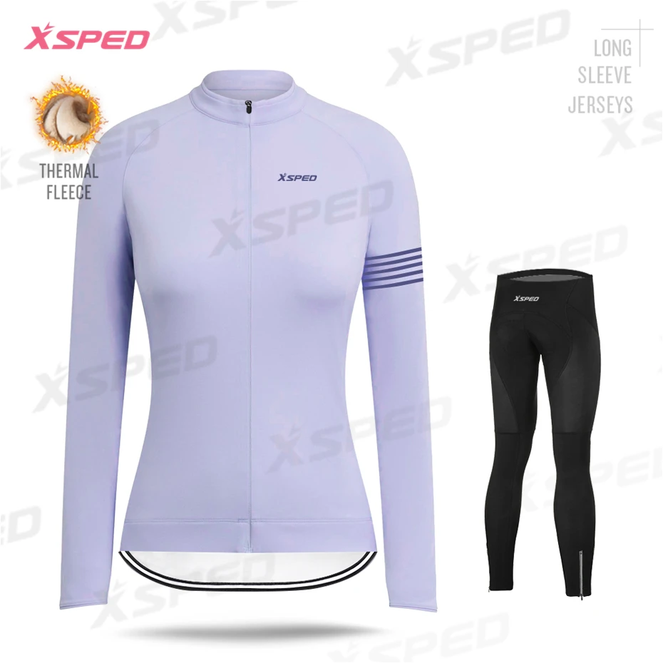 Normal CyclingSet Женская зимняя велосипедная одежда Raphaing Lady, комплект из Джерси с длинным рукавом, стильная простота, женская куртка для шоссейного велосипеда, комплект из теплого флиса - Цвет: Normal CyclingSet