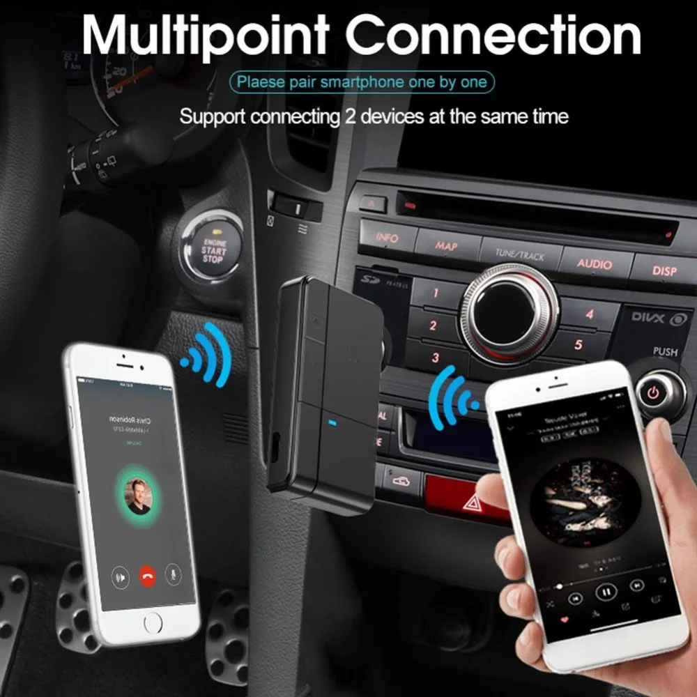 J20 Bluetooth 5 0 Receiver 3 5MM Jack AUX MP3 Music Car Kit Mic Handsfree Call Wireless Adapter Speaker Headphone Audio Transmit