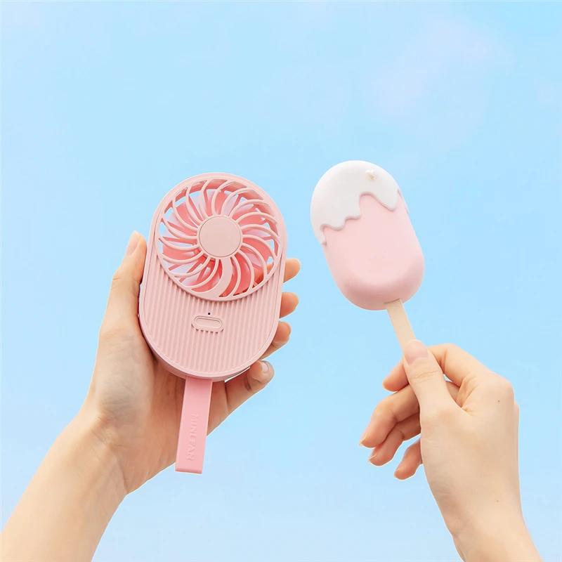 

2020 New Mini Ice Cream Fan USB Charge Handheld Electric Fans Cute Air Cooler Ventilateur Cooling Travel Outdoor