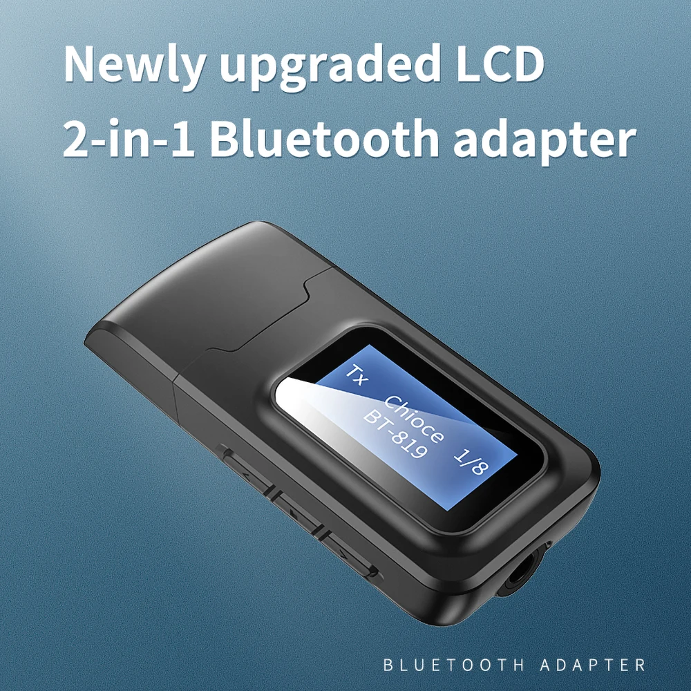 Bluetooth Adapter Bluetooth 5.0 USB Dongle Audio Receiver Transmitter With LCD Display For TV Car PC Mini 3.5mm Jack AUX USB Wireless