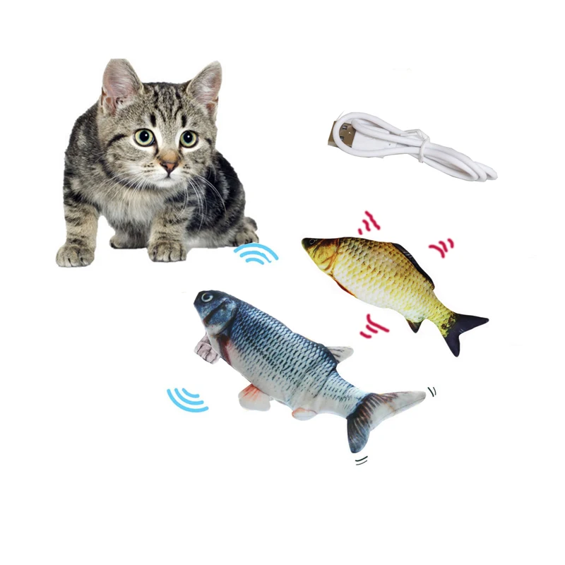 

Cat Toy Fish USB 30cm Vibrating Electric Beating Simulation Flopping Fish Cat Toy Interactive Catnip Wagging Dog Pet Products