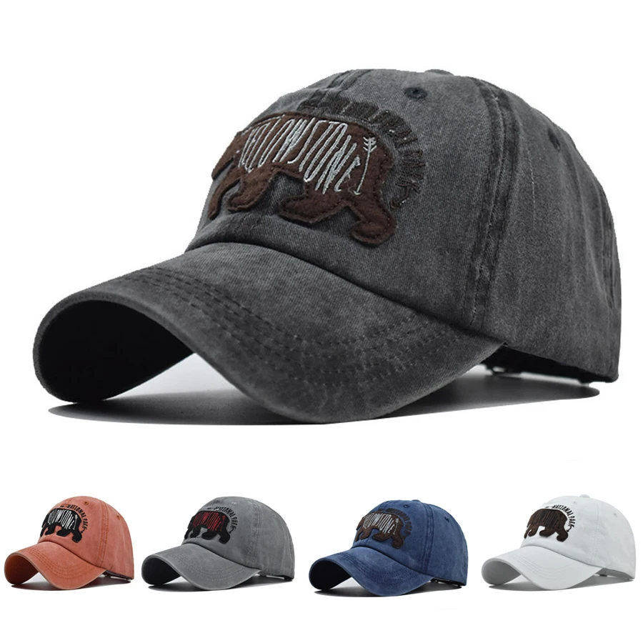 

Бейсболка с вышивкой медведя для мужчин и женщин, хлопковая кепка, Повседневная Бейсболка