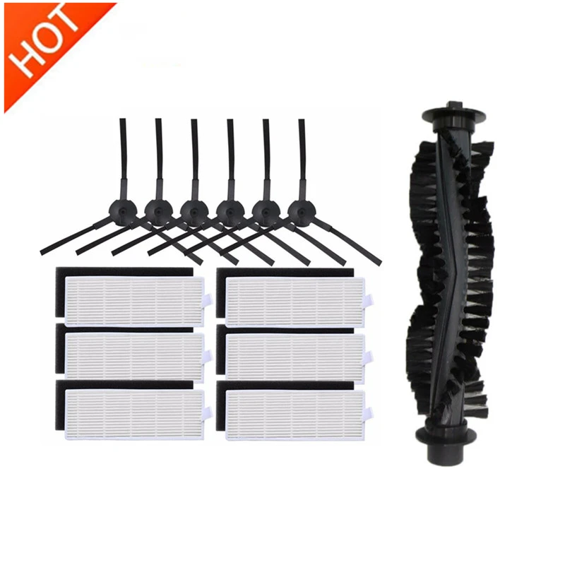 Main Brush*1+Side brush*6+hepa Filter*6+Sponge*6 for chuwi ilife a6 x620 x623 robot vacuum cleaner parts replacement accessories | Бытовая