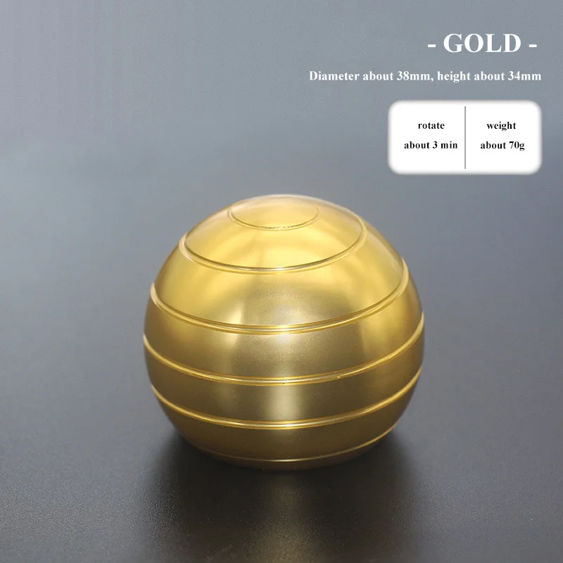 Gold Настольная игрушка для снятия стресса, алюминиевый сплав, декомпрессия, гипноз, вращающийся гироскоп, отпечаток пальца взрослого, игрушка, кинетический круглый металлический Спиннер, подарок - Цвет: Gold