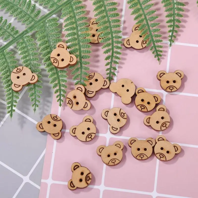 100pcs/bag Wooden Cartoon Buttons Handmade DIY Sewing Craft Scrapbooking Decor for DIY Baby Apparel Accessories Decoration