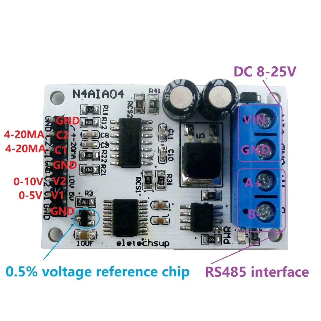 4 20мА/0 5 В/0 10 В 4ch аналоговое напряжение приобретение RS485 Modbus RTU ADC модуль|Инверторы