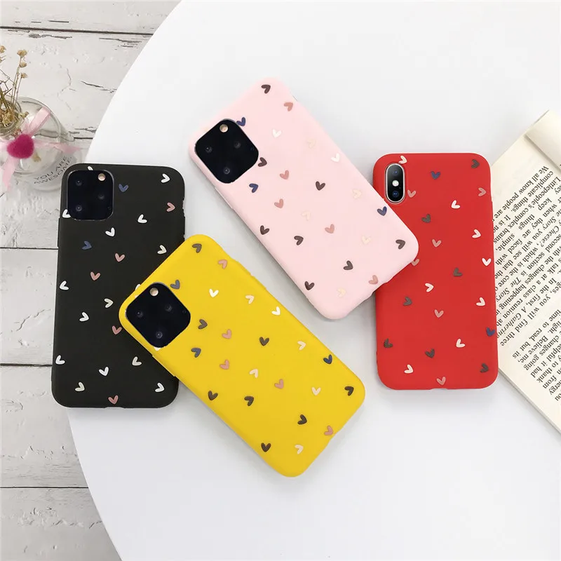 

ottwn Art Love Heart Phone Cover For iPhone 11 X XR XS Max Soft Silicone TPU Back Case For iPhone 6S 7 8 7Plus Shockproof Cover