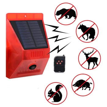 

2020 New Solar Warning Light Waterproof Sound Light Alertor Security Alarm Lamp with Remote Control for Outdoor Backyard Garden