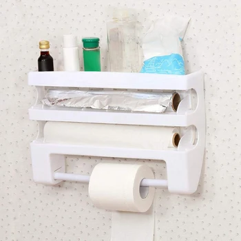 

Multi-Function Fridge Spice Rack Kitchen Organizer, 13 in 1 Kitchen Holder Rack Cling Film Tin Foil Paper Roll Dispenser Towel S