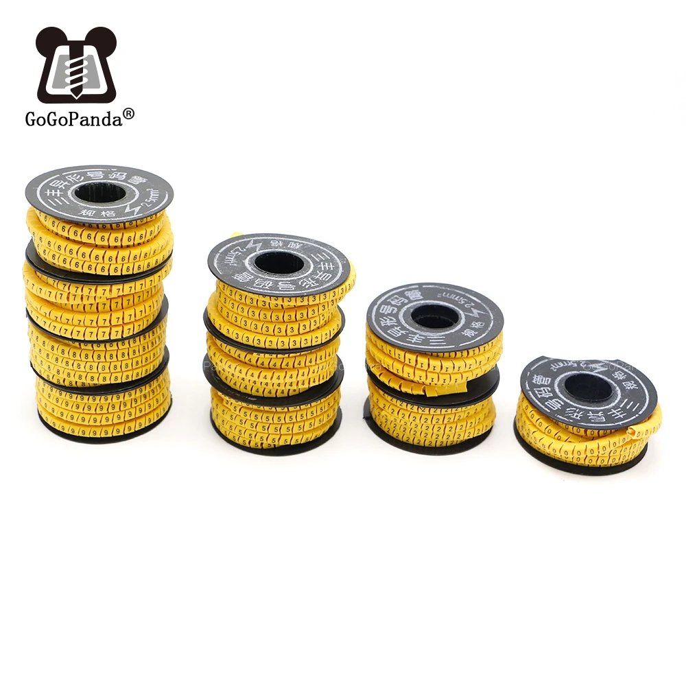 10mm da Luva do Cabo do Marcador do Cabo do Fio de 10 Número Quadrado de 10 Rolos – Lote 2.5mm-6mm 0-9 1.5mm 4mm
