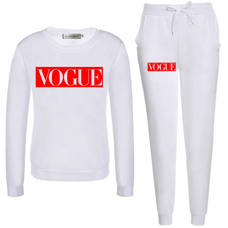 XUANSHOW Spring Autumn Women Set VOGUE Letter Print Sweatshirt+Pants Long Sleeve Tracksuits Two Piece Suit Sportswear Outfit 5XL