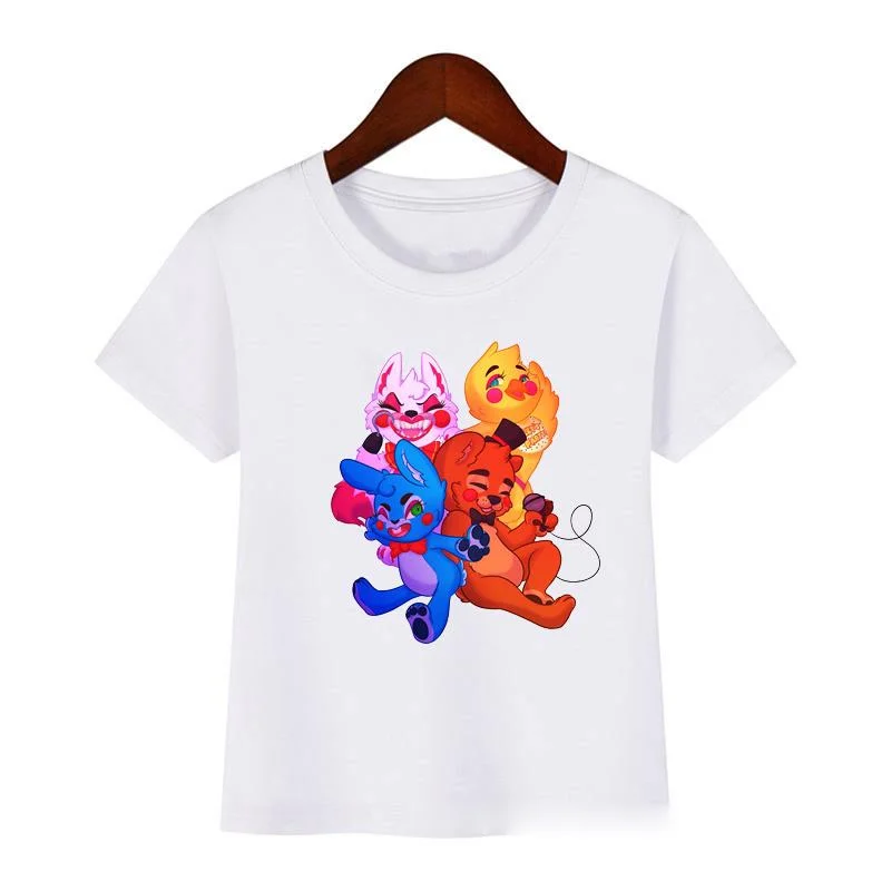 

five night at fredy tshirt children funny cartoon t shirts kids summer top baby toddler boys clothes white camisetas cute tees