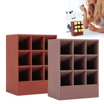 

9 Holes Lipstick Holder Cosmetic Makeup Desk Lipstick Display Stand Organizer Storage Box Silicone Lip Makeup Stick Display Tool