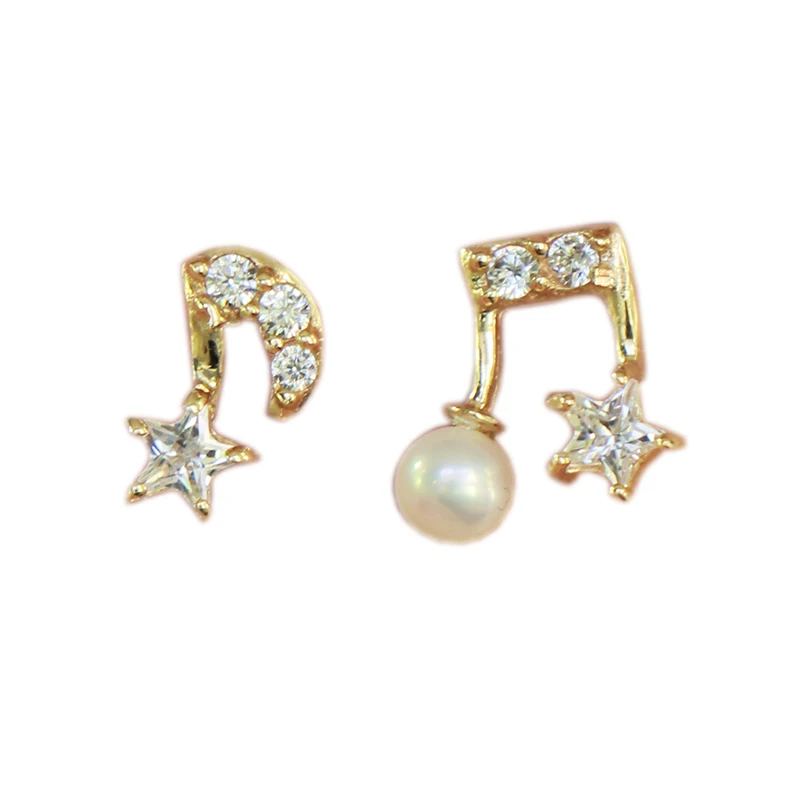 

New Note-Shaped Earrings 10K Gold Material Elegant Ladies Jewelry Simple Style Party Accessories Female Birthday Gift