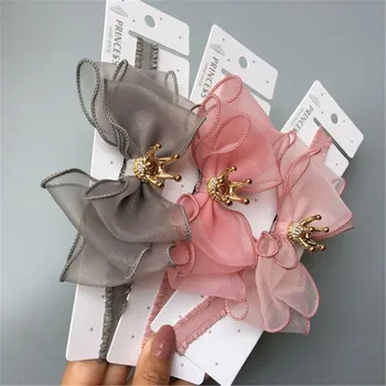 

NEW Elastic Baby Girls Bowknot Crown Headband Lace Elastic Princess Hair Band Fashion New Style Children Kids Hair Accessories