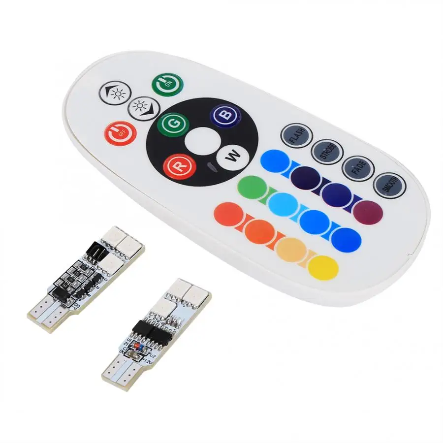 Подсветка для салона автомобиля Ashata 1 пара T10 RGB многоцветное Изменение светодиодный светильник красочный интерьер автомобиля свет с пультом дистанционного управления