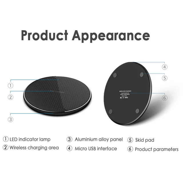 10W Universal Wireless Charger For IPhone 12 11 Xs XR Plus USB Charging Pad For Samsung
