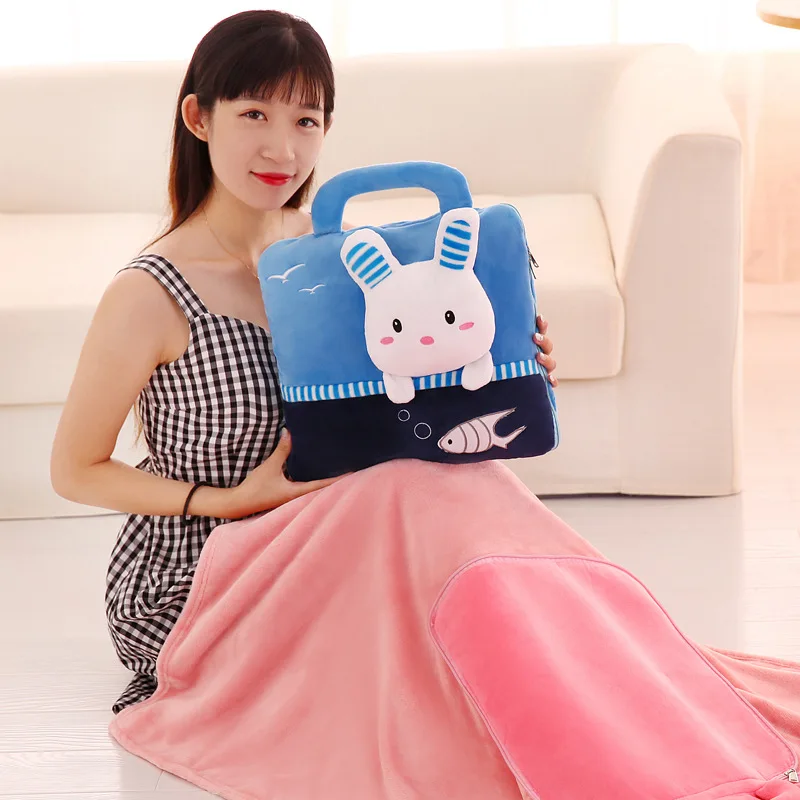 

Cartoon Hand Flannel Airable Cover Crystal Super Soft Pillow Blanket Dual Purpose Office Airable Cover