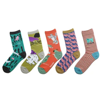 

High Quality Funny Socks For Women And Men Cotton Sock Cartoon Jacquard Striped Tiger 5 Pairs A Lot