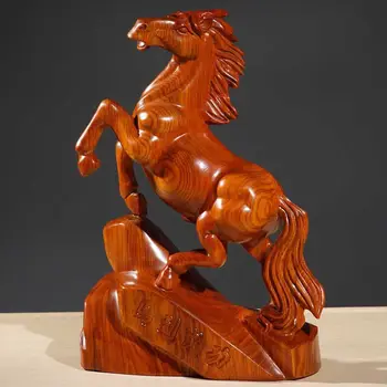 

Ebony Carving Zodiac Horse To Success Mascot Decoration Mahogany Real Home Decoration Craft Gift Wenwanhome garden