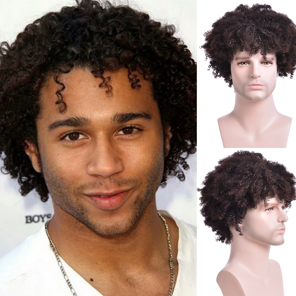 Men Curly Synthetic Short Wigs for Men's Daily Wig Mixed Male Curly Natural Cosplay Hair Heat Resistant Breathable