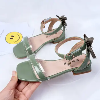 

2020 Flower Summer New Girls Fashion Sandals Varnished Leather1-6 Years Children Bowknot Student Shoes Princess Shoes