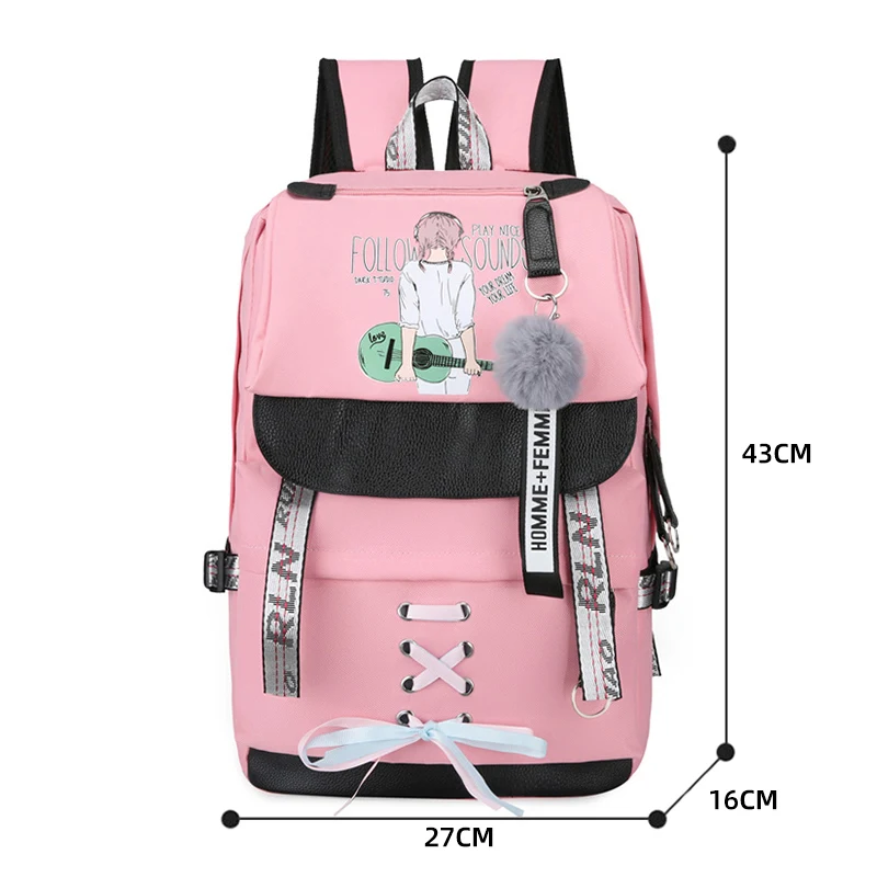 back to school Backpacks Teen Girls Large Book Bag USB Charger Port Cute  Canvas