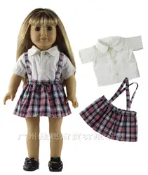 18-дюймовый Америка Детский жакет из денима для девочки; кукла клетчатая женская блуза с нарядным лифом, американские девочки: 45 см кукла