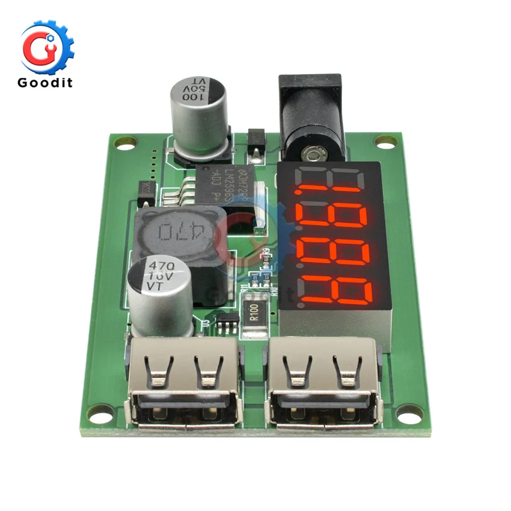 Двойной USB DC-DC 12 V/24 V/36 V 5V 3A модуль ldo понижающего преобразователя вольтметр модуль MAX для Автомобильный держатель для телефона на оборудование для энергоснабжения