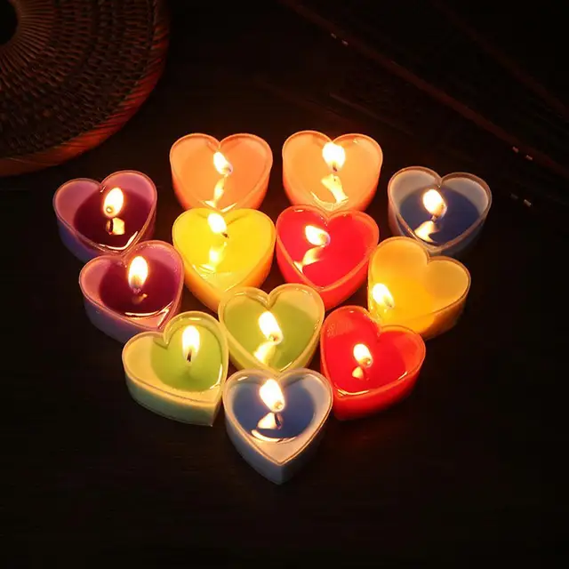 9pcs Heart Shaped Scented Candles Birthday Wedding Party Decor Candle Valentine's Day Proposal Dinner Aromatherapy Candle Gifts 2