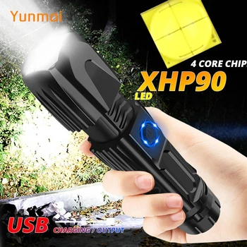 

The Most Powerful XHP90 LED Flashlight 15000LM Xlamp Aluminum XHP50.2 Waterproof Torch Light Lanterna Use 26650 for Hunting